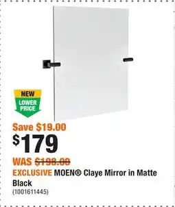 Home Depot EXCLUSIVE MOEN Claye Mirror in Matte Black offer