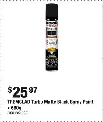 Home Depot TREMCLAD Turbo Matte Black Spray Paint • 680g offer