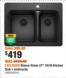 Home Depot EXCLUSIVE Blanco Vision 27 70/30 Kitchen Sink • Anthracite offer