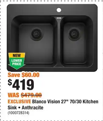Home Depot EXCLUSIVE Blanco Vision 27 70/30 Kitchen Sink • Anthracite offer