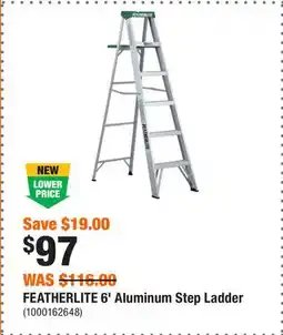 Home Depot FEATHERLITE 6' Aluminum Step Ladder offer