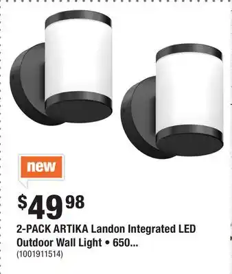 Home Depot 2-PACK ARTIKA Landon Integrated LED Outdoor Wall Light • 650 offer