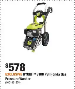 Home Depot EXCLUSIVE RYOBI 3100 PSI Honda Gas Pressure Washer offer
