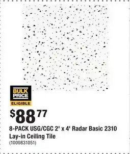Home Depot 8-PACK USG/CGC 2' x 4' Radar Basic 2310 Lay-in Ceiling Tile offer