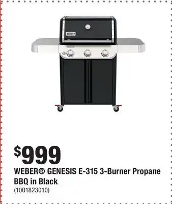 Home Depot WEBER GENESIS E-315 3-Burner Propane BBQ in Black offer