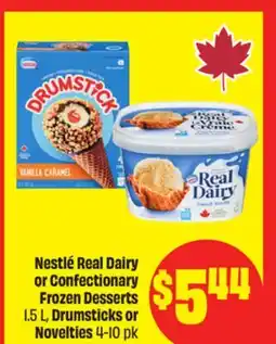 FreshCo Nestlé Real Dairy or Confectionary Frozen Desserts 1.5 L, Drumsticks or Novelties 4-10 pk offer