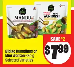 FreshCo Bibigo Dumplings or Min Wonton 680 g Selected Varieties offer