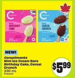 FreshCo Compliments Mini Ice Cream Bars Birthday Cake, Cereal Crunch 330 mL offer