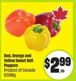 FreshCo Red, Orange and Yellow Sweet Bell Peppers Product of Canada 6.59 /kg offer
