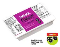 FreshCo Nanak Paneer or Malai Paneer 341 g offer