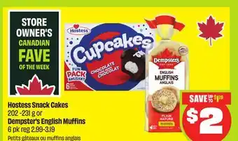 FreshCo Hostess Snack Cakes 202-231 g or Dempster's English Muffins 6 pk offer