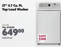 Home Hardware 27 4.7 Cu. Ft. Top Load Washer offer