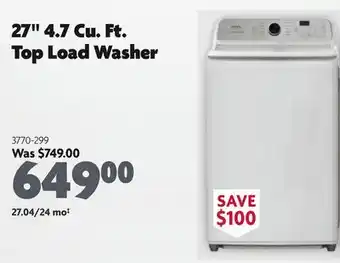 Home Hardware 27 4.7 Cu. Ft. Top Load Washer offer