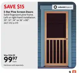 Home Hardware 5-Bar Pine Screen Doors offer