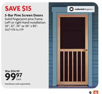 Home Hardware 5-Bar Pine Screen Doors offer