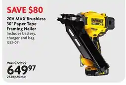 Home Hardware 20V MAX Brushless 30° Paper Tape Framing Nailer offer