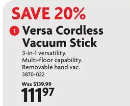Home Hardware Versa Cordless Vacuum Stick offer