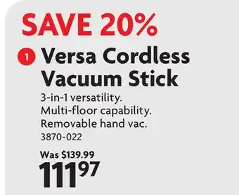 Home Hardware Versa Cordless Vacuum Stick offer