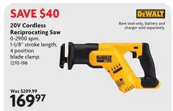 Home Hardware 20V Cordless Reciprocating Saw offer