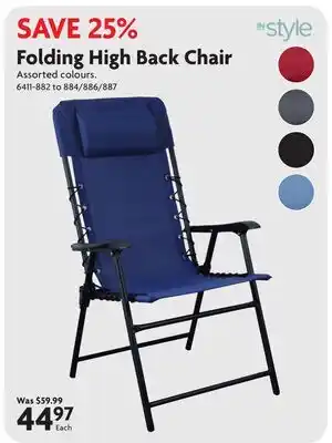 Home Hardware Folding High Back Chair offer