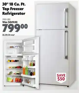 Home Hardware 30 18 Cu. Ft. Top Freezer Refrigerator offer