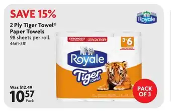Home Hardware 2 Ply Tiger Towel Paper Towels offer