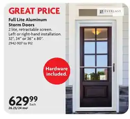 Home Hardware Full Lite Aluminum Storm Doors offer