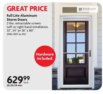 Home Hardware Full Lite Aluminum Storm Doors offer