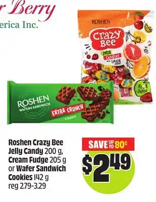 Chalo FreshCo Roshen Crazy Bee Jelly Candy 200 g Cream Fudge 205 g or Wafer Sandwich Cookies 142 g offer