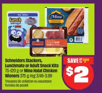 Chalo FreshCo Schneiders Stackers, Lunchmate or Adult Snack Kits 75-120 g or Mina Halal Chicken Wieners 375 g offer