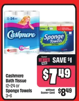Chalo FreshCo Cashmere Bath Tissue 12 = 24 or Sponge Towels 3=6 offer