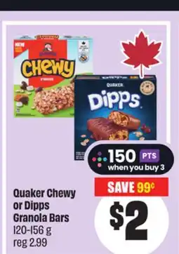 Chalo FreshCo Quaker Chewy or Dipps Granola Bars 120-156 g offer