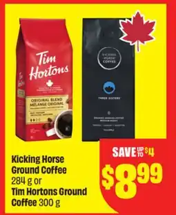Chalo FreshCo Kicking Horse Ground Coffee 284 g or Tim Hortons Ground Coffee 300 g offer