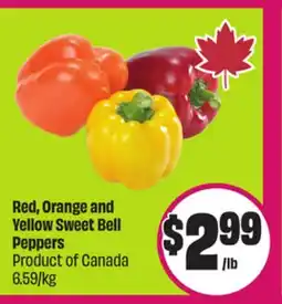 Chalo FreshCo Red, Orange and Yellow Sweet Bell Peppers Product of Canada 6.59/kg offer