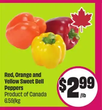 Chalo FreshCo Red, Orange and Yellow Sweet Bell Peppers Product of Canada 6.59/kg offer