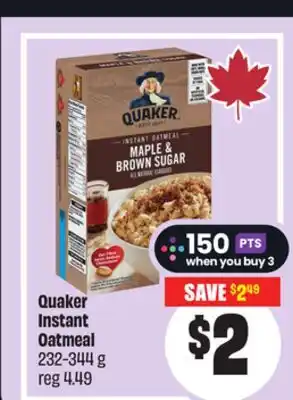 Chalo FreshCo Quaker Instant Oatmeal 232-344 g offer