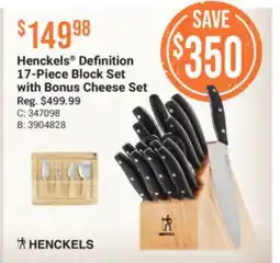 Cabela's Henckels Definition 17-Piece Block Set with Bonus Cheese Set offer