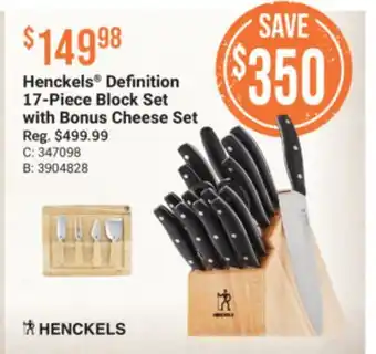 Cabela's Henckels Definition 17-Piece Block Set with Bonus Cheese Set offer