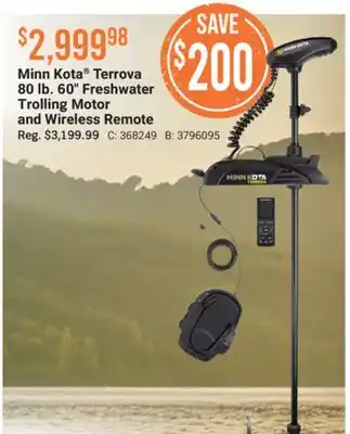Cabela's Minn Kota Terrova 80 lb. 60 Freshwater Trolling Motor and Wireless Remote offer