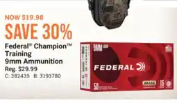 Cabela's Federal Champion Training 9mm Ammunition offer