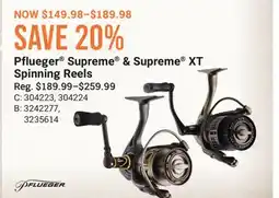 Cabela's Pflueger Supreme & Supreme XT Spinning Reels offer