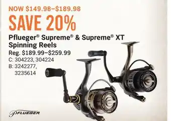 Cabela's Pflueger Supreme & Supreme XT Spinning Reels offer