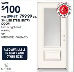 RONA 3/4-LITE STEEL ENTRY DOOR offer