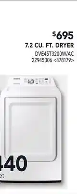 RONA SAMSUNG 7.2 CU. FT. DRYER offer