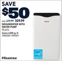 RONA HISENSE DEHUMIDIFIER WITH WATER PUMP offer