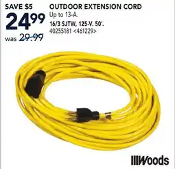 RONA WOODS OUTDOOR EXTENSION CORD 16/3 SJTW, 125-V. 50' offer