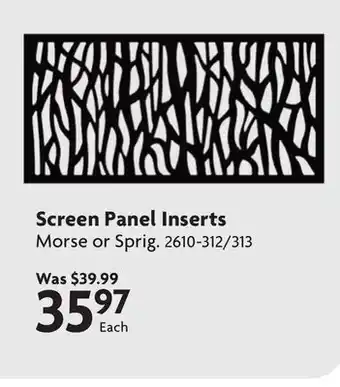 Home Hardware Screen Panel Inserts offer