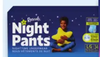 Walmart Rascals Boys' or Girls' Night Pants Nighttime Underwear offer
