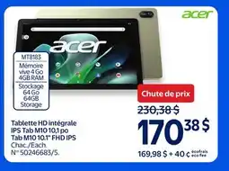 Walmart Acer Tab M10 10.1 FHD IPS offer