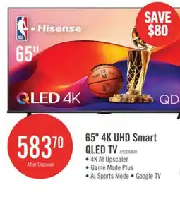 The Brick Hisense 65 QLED 4K UHD HDR10+ Dolby Vision 60Hz Google Smart TV (65QD6N) offer